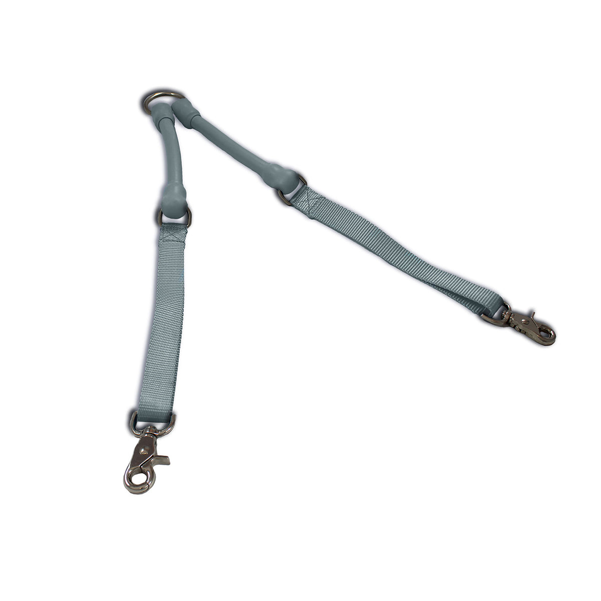 Gray two-dog leash coupler