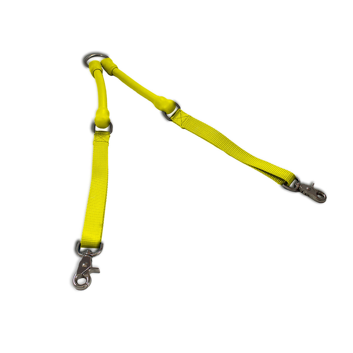 Yellow two-dog leash coupler