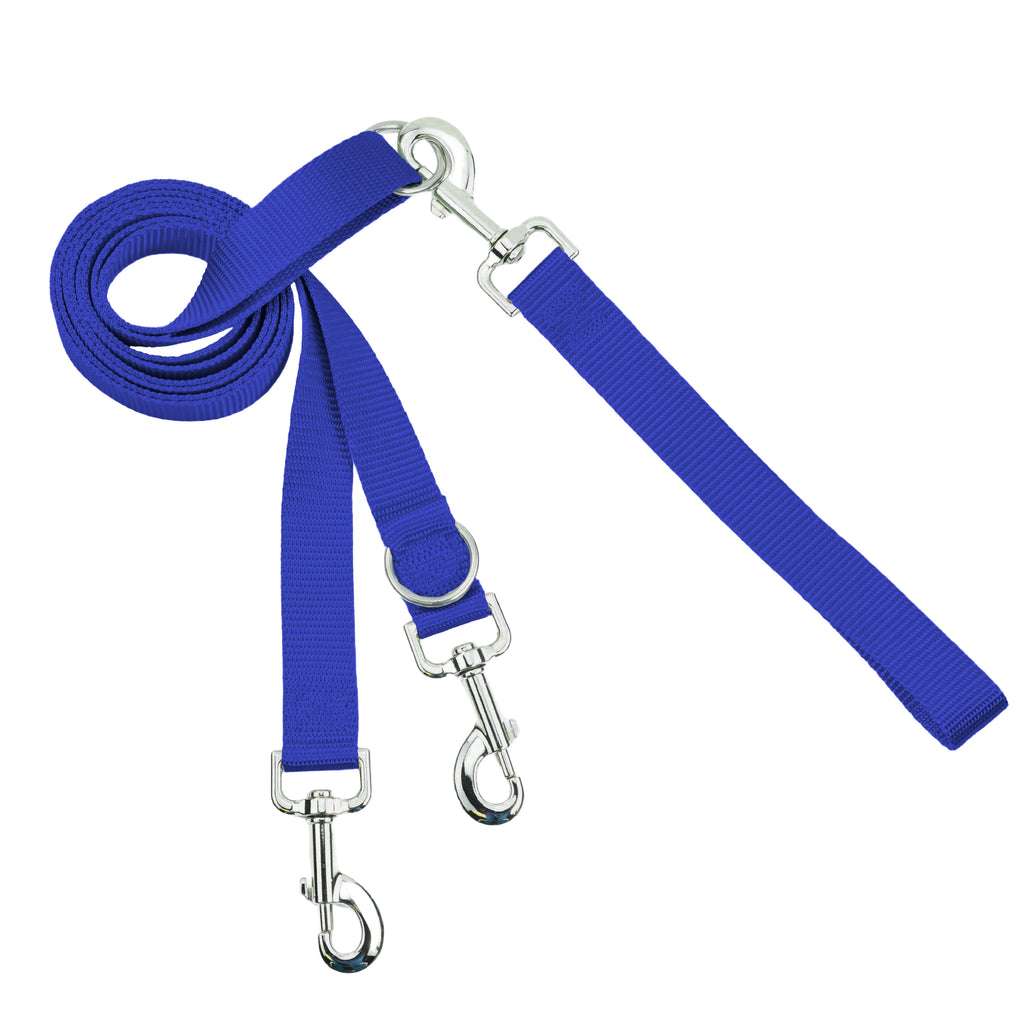 Long royal blue Euro leash with clips at both ends and a sliding ring for adjusting the length