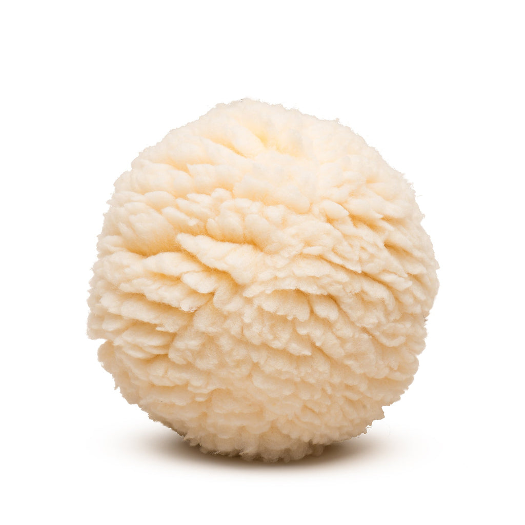 Cream textured fleece plush ball dog toy