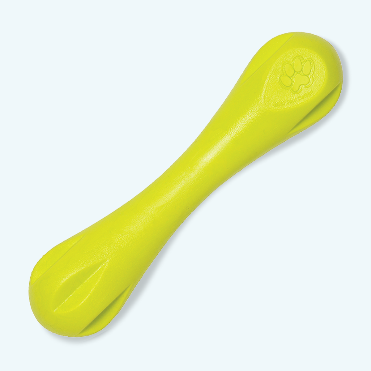 Lime green bone-shaped rubber dog chew toy