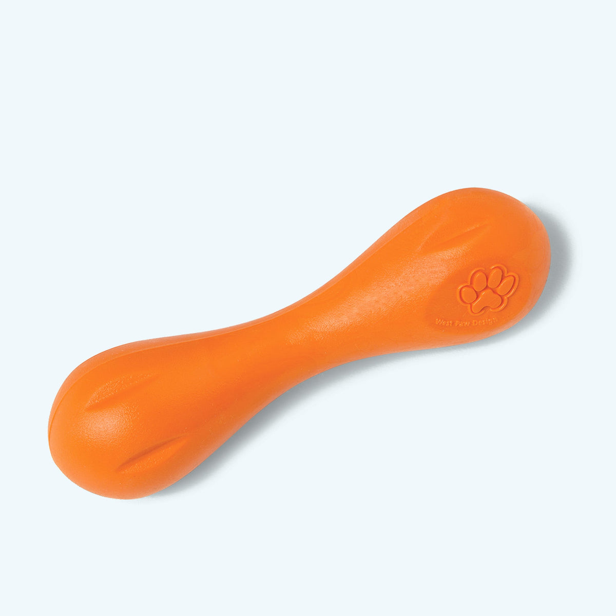 Orange bone-shaped rubber dog chew toy