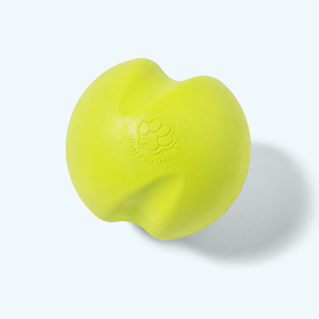 Lime green bouncy rubber ball dog toy