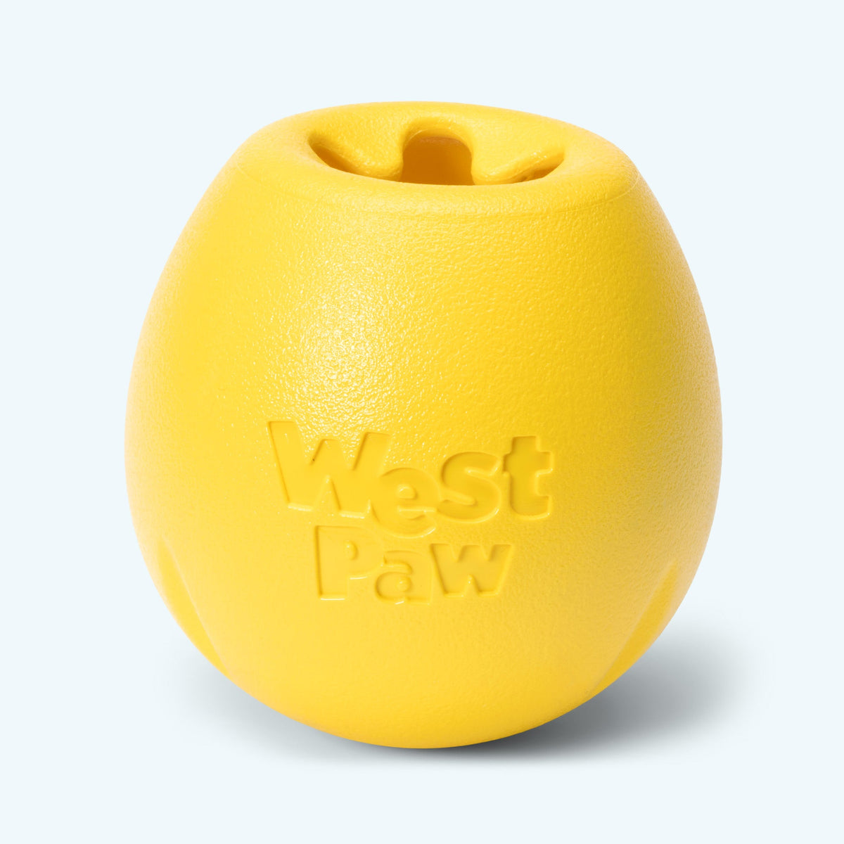 Large yellow egg-shaped rubber treat toy