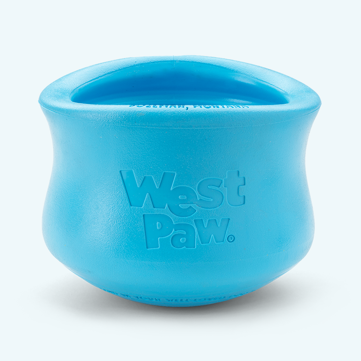 Blue pot-shaped rubber treat toy