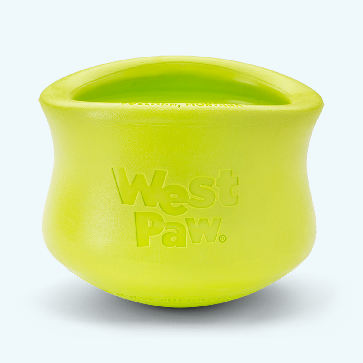 Lime pot-shaped rubber treat toy