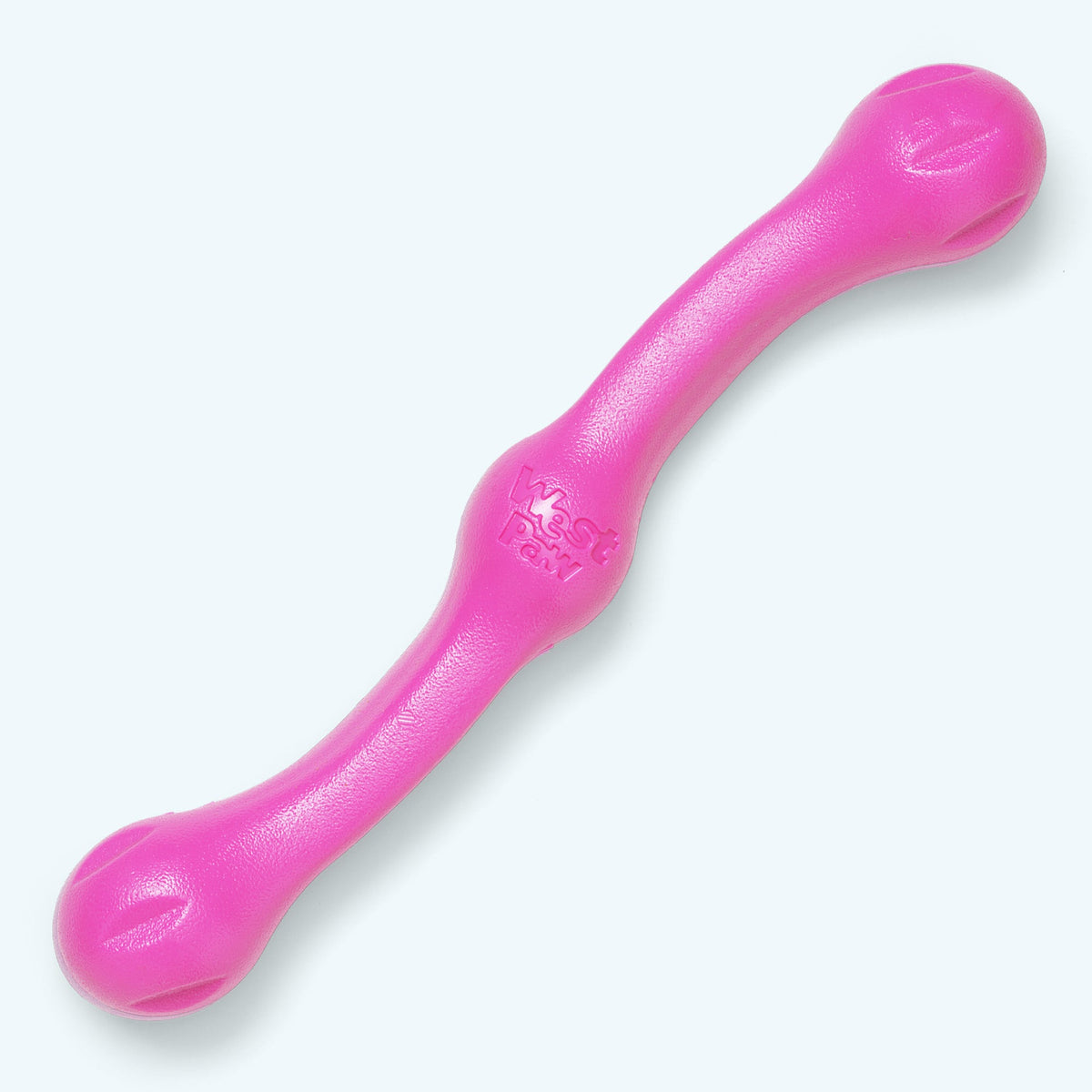 Pink stick-shaped rubber fetch toy for dogs
