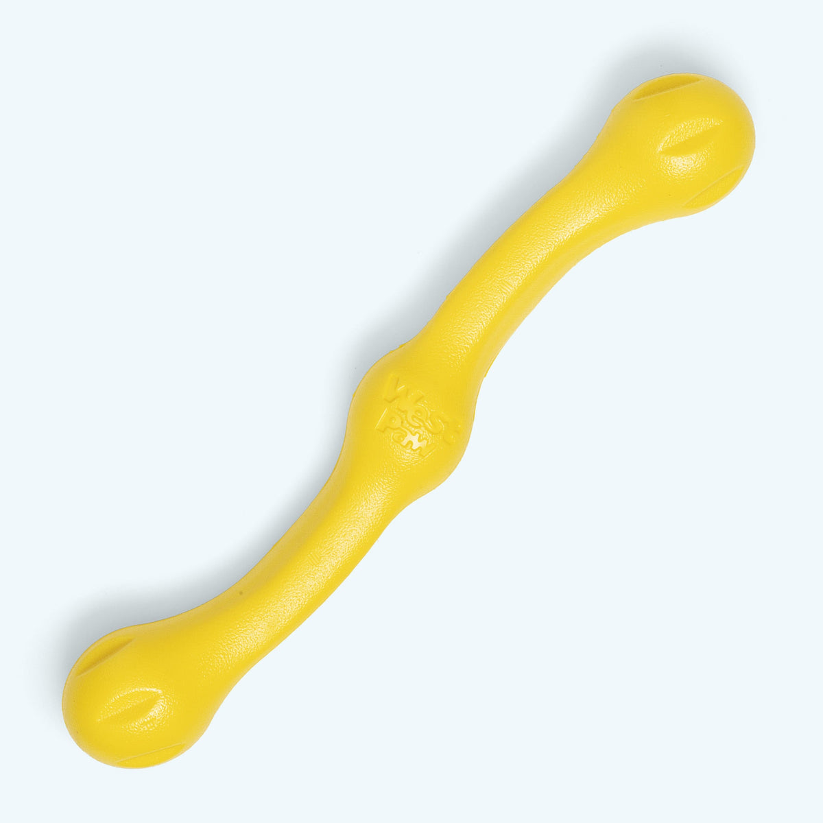 Yellow stick-shaped rubber fetch toy